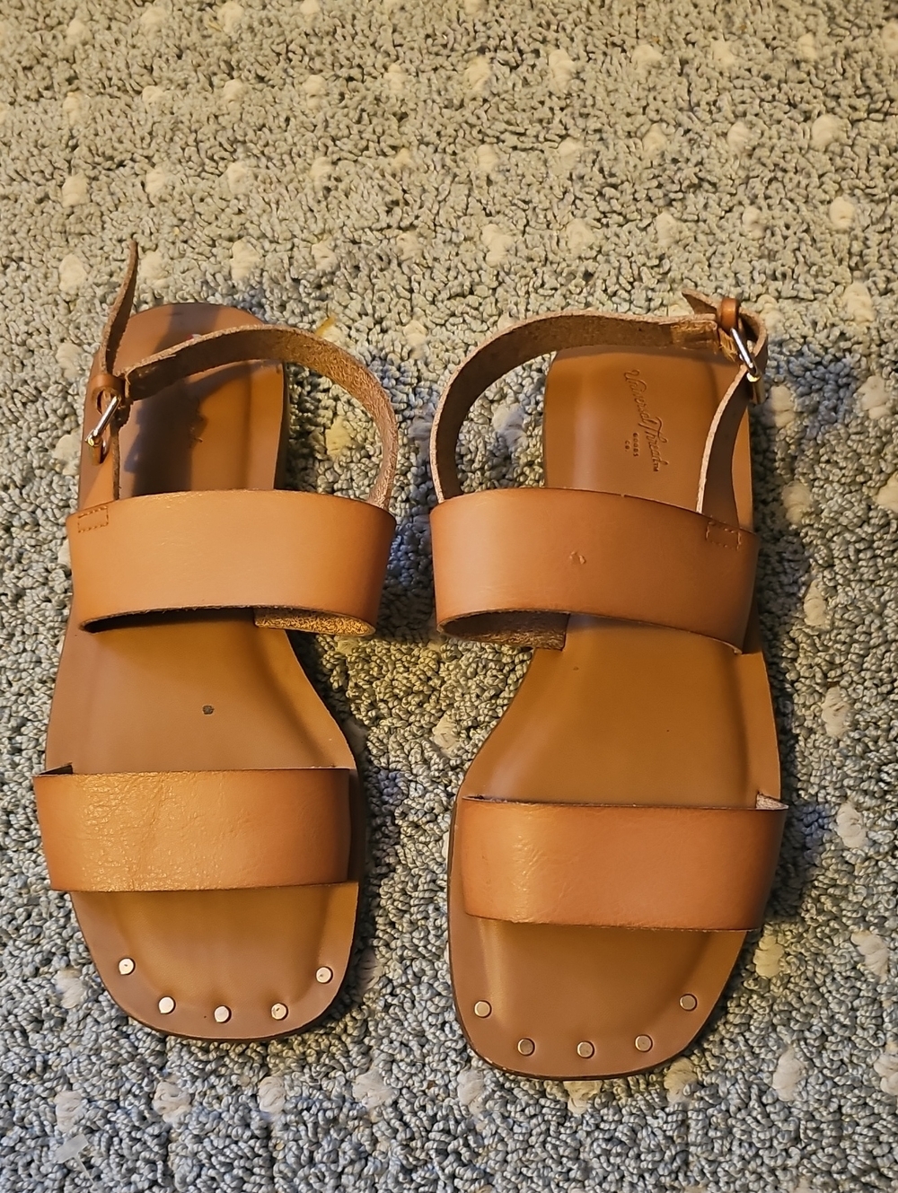 Universal Threads /Brown Double-Strap Sandals with Ankle Buckle